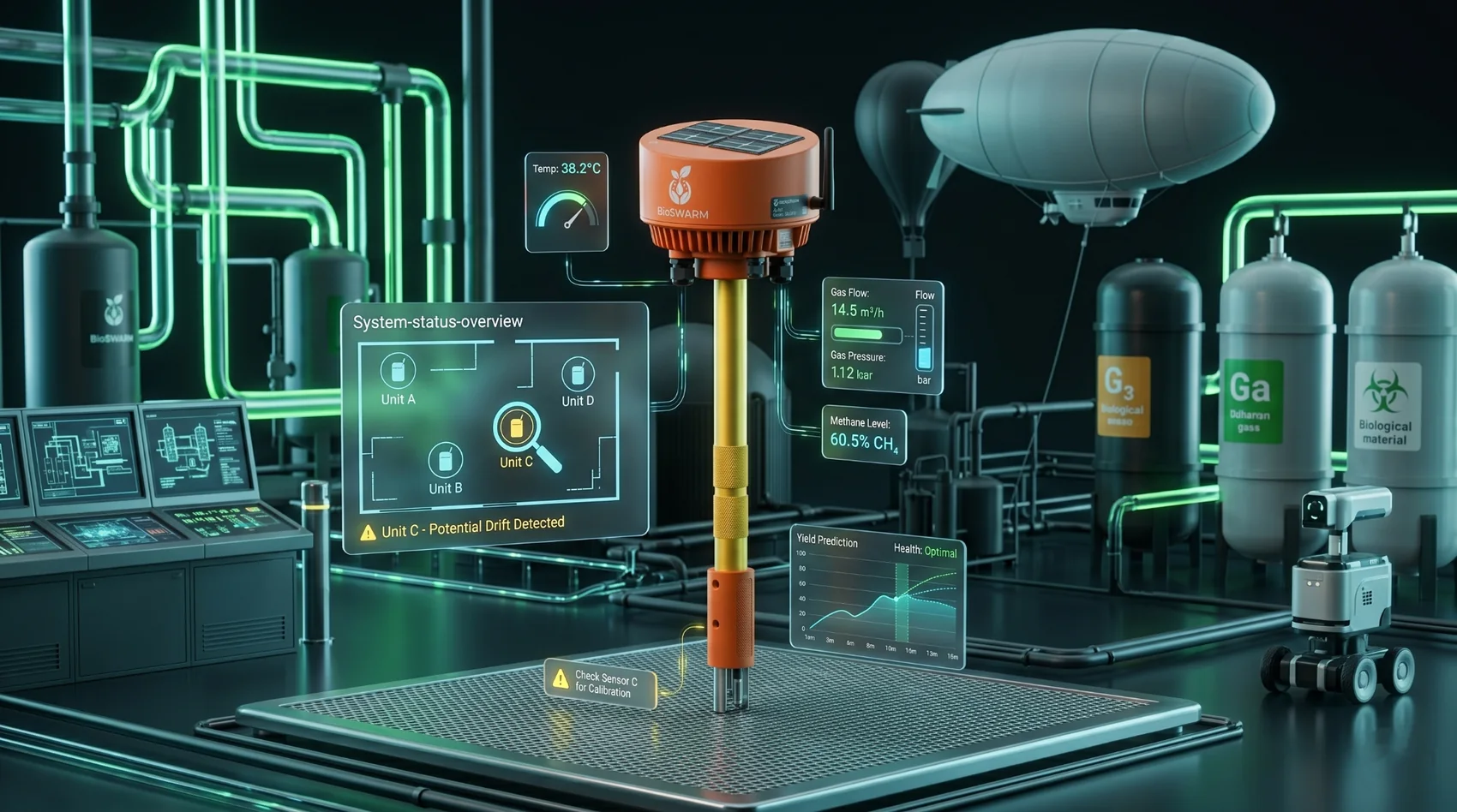 BioSWARM sensor deployed in a biogas plant